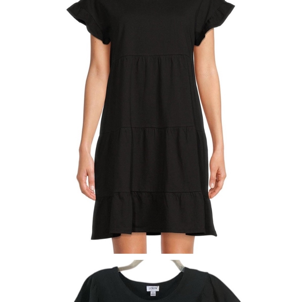 J. Crew Black Ruffled Mini Sundress